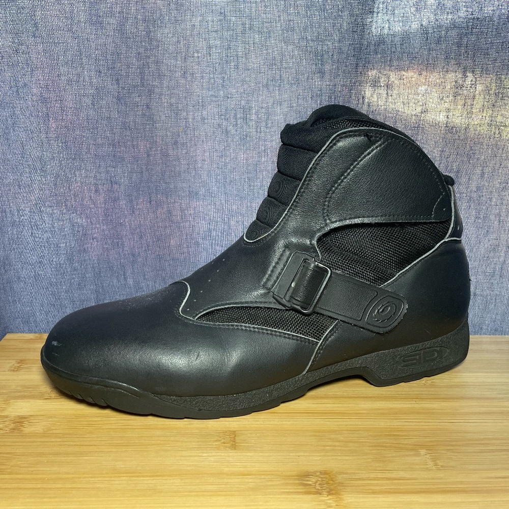 SiDi Motorcycle Motocross Ankle Boots Sz 13 Black Leather Nice!
